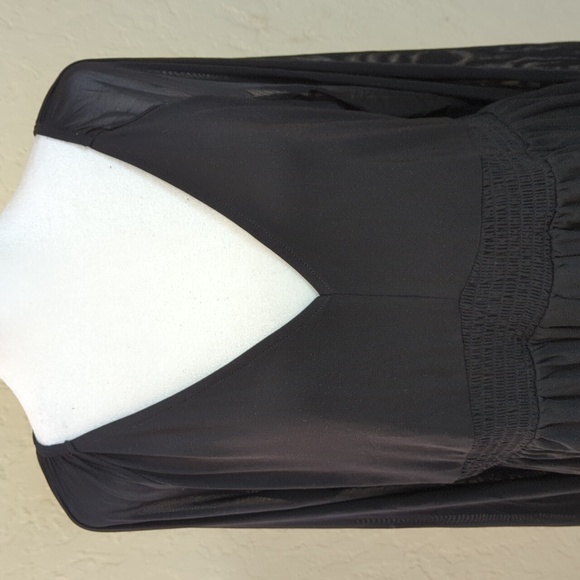 Torrid Deep Black Stretch Mesh V-Neck Smocked Waist Babydoll Top Size 1X - Picture 7 of 15